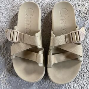 Chaco Beige/Tan Slide Sandals